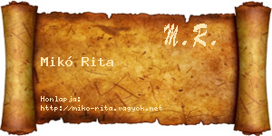 Mikó Rita névjegykártya